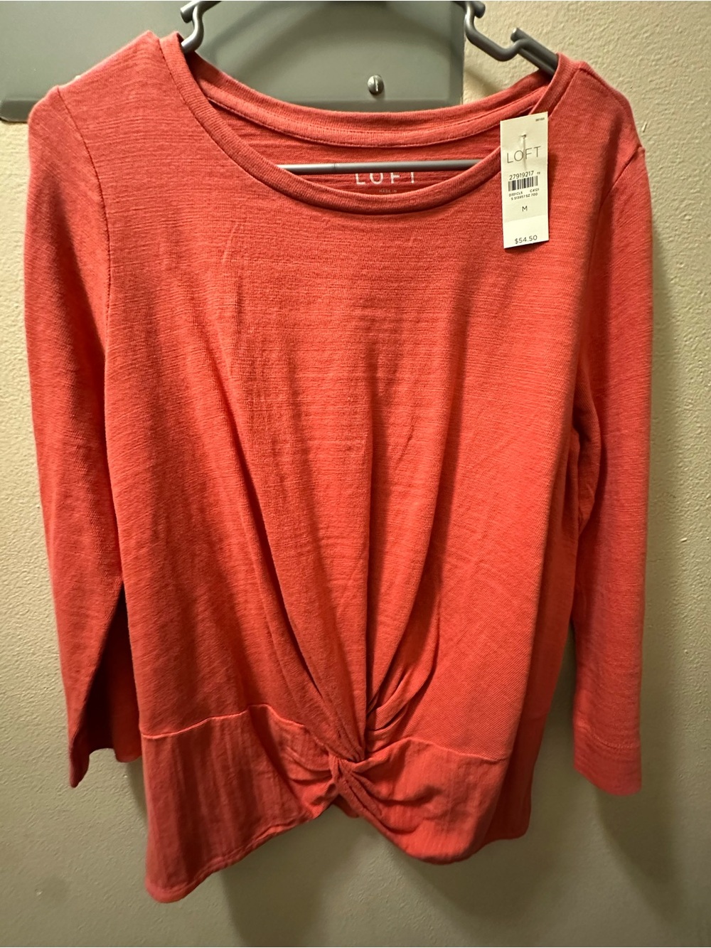 LOFT Coral Twist-Front Long Sleeve